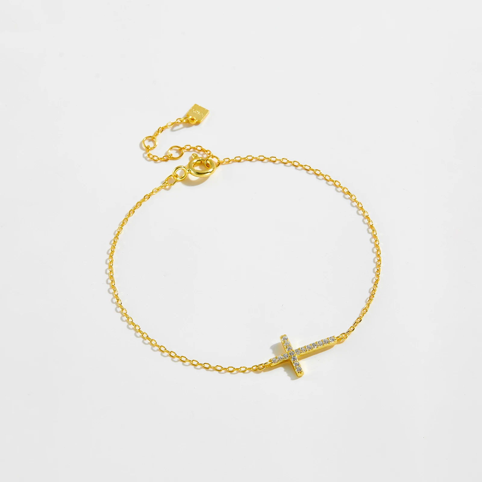 VEWANT 925 Sterling Silver CZ Zircon Cross Charm Pendant Chain Bracelet for Women 2024 Classical Dainty Birthday Gift Jewelry