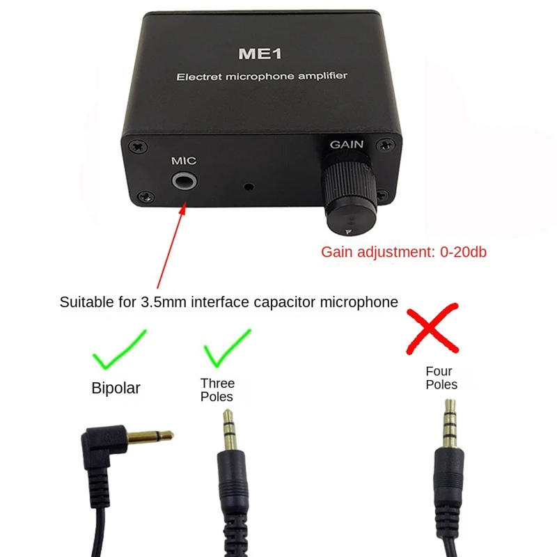 3.5Mm ME1 Condenser Microphone Headphone Amplifier Audio Preamplifier Mixing Board