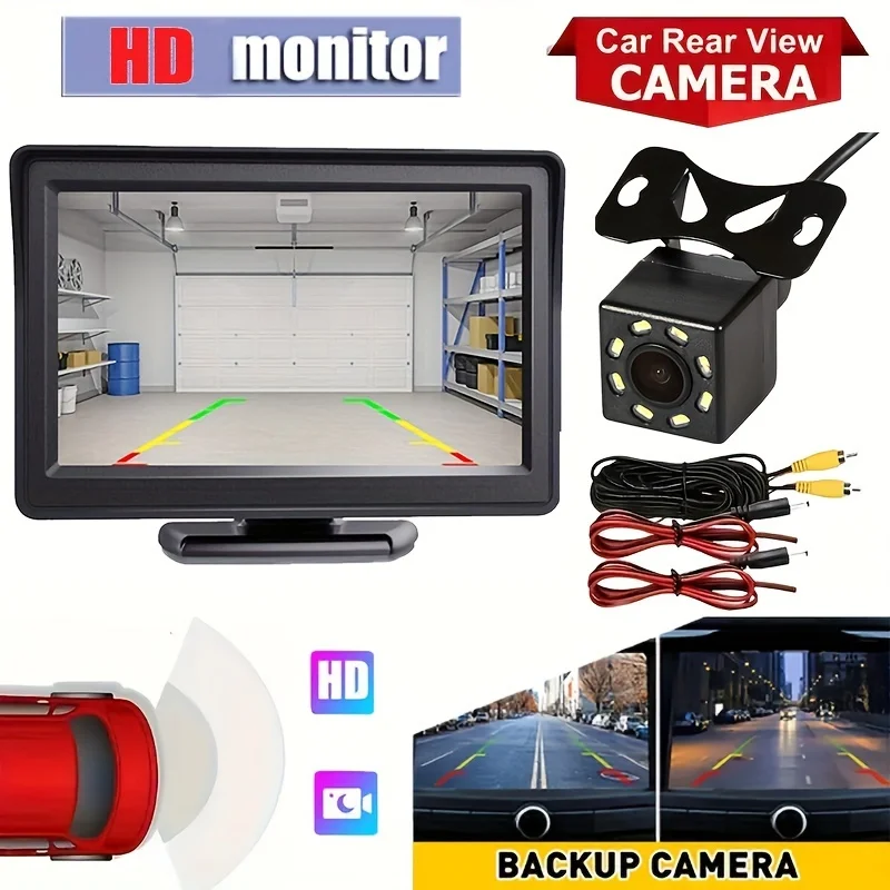 Dies ist ein 10,92 cm großer HD-Monitor mit einem 8-LED-Rückfahrkamera-Kit, das für die Fahrzeugrückfahrt und Einparkhilfe konzipiert ist. – Detail 1
