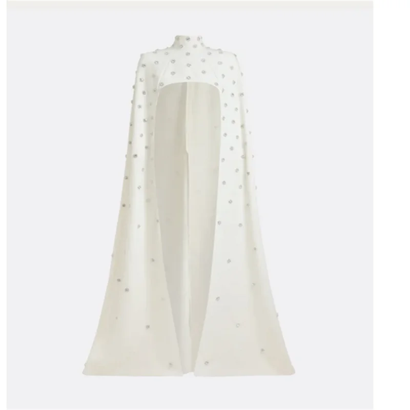 Ivory Luxury Women Dress Muslim Long Evening Dresses 2025 Beading  Designers Elegant  Hight Neck Prom Dresses Customized