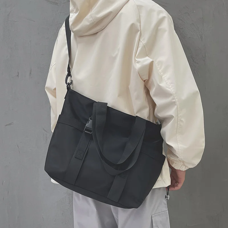 

Большая мужская сумка через плечо Capaci, модная повседневная сумка-тоут на одно плечо для классной сумки из нейлоновой ткани, молодежная