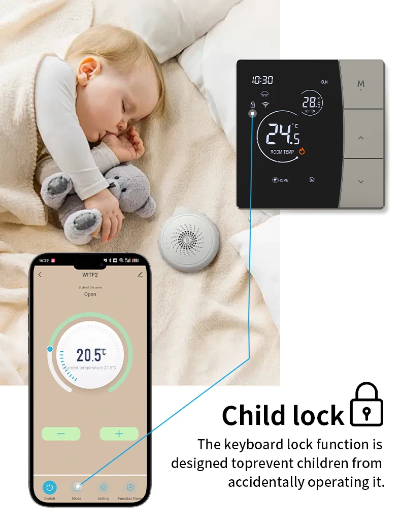 WiFi Smart Thermostat Riscaldamento a Pavimento Tuya Smart Life 16A Regolatore di Temperatura Riscaldamento Elettrico/A Pavimento