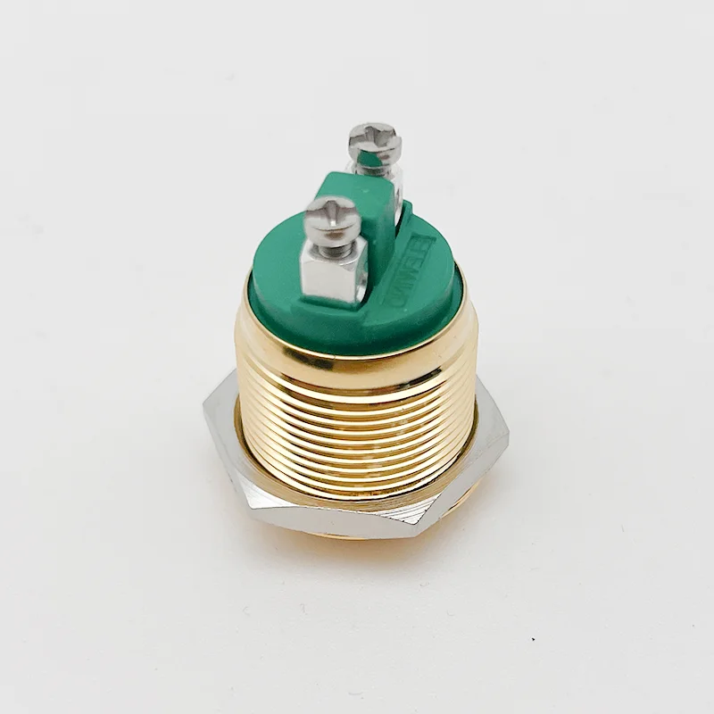 ELEWIND 19mm  Screw terminal Momentary (1NO) Domed head gold plated vandal proof push button switch ( PM191B-10/G )