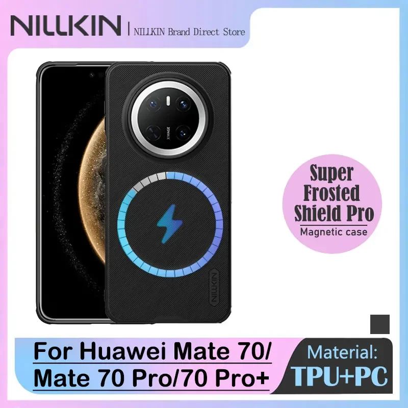Funda magnética Nillkin Super Frosted Shield para Huawei Mate 70, 70 Pro, Mate 70 Pro Plus, cubierta mate MagSafe, parte trasera de PC, marco de TPU