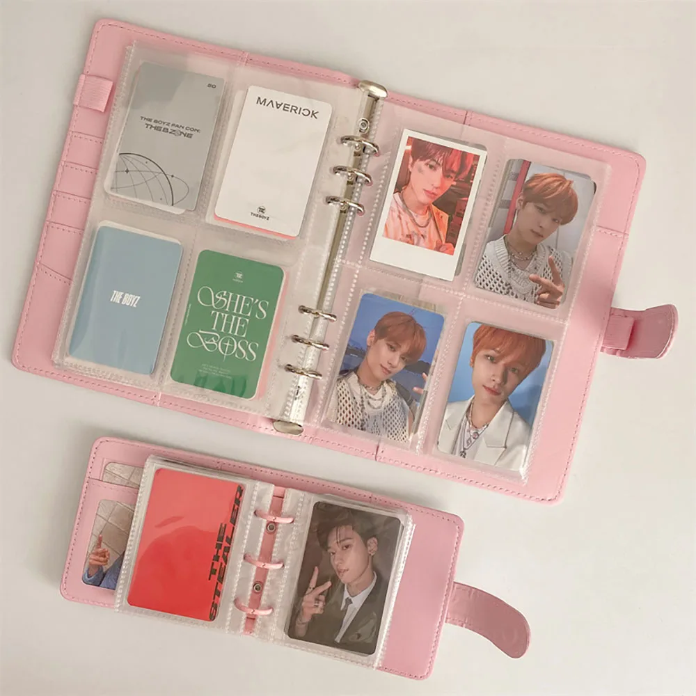 Candy Color A5/A7 PU Leather Binder Photocards Cover Cute Kpop Loose-leaf Collect Book Photo Cards Album Storage Book Stationery