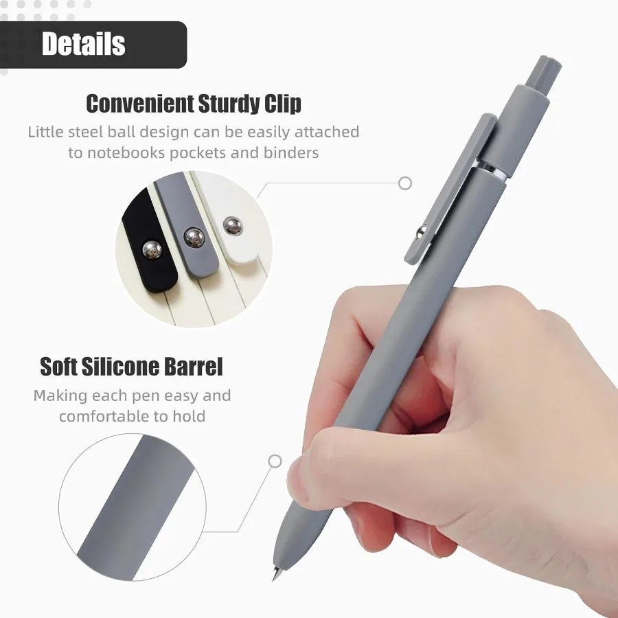 أقلام حبر جل جمالية 0.5 مم نقطة دقيقة للكتابة السلسة 6 أقلام + 3 عبوات بدون مسحة ونزف سريعة الجفاف وقابلة للسحب مثالية