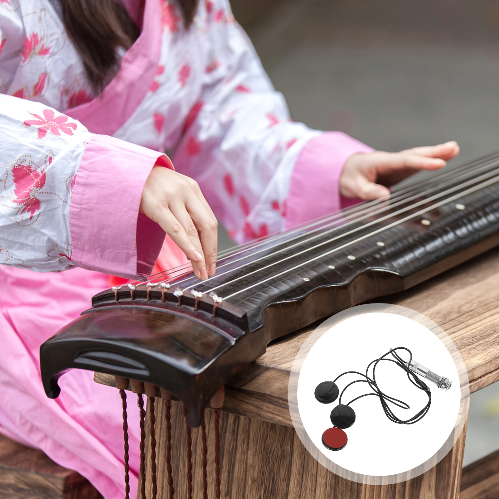 

3 Piezo Contacts Equalizer System for Guzheng Hole Free Installation String Instruments Pickup Transducer Plastic Material