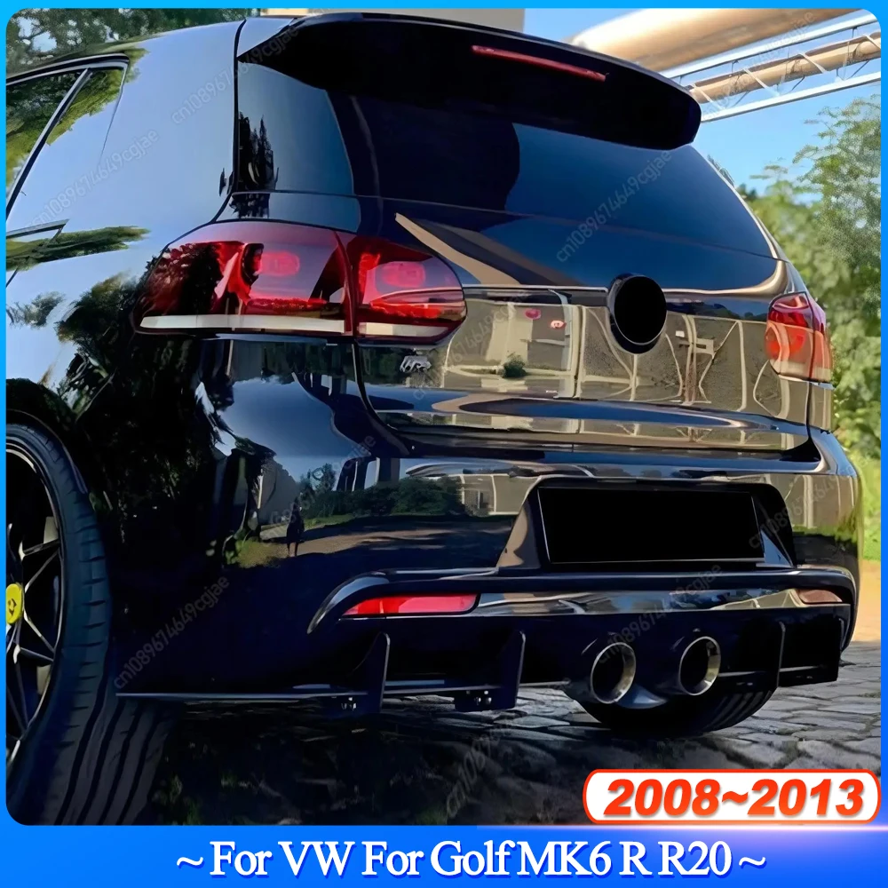 

For VW Golf 6 MK6 R R20 2008-2013 Car Rear Bumper Diffuser Tail Splitter Spoilers Protector Guard Lip Glossy Black ABS Bodykits