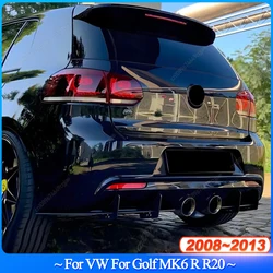 For VW Golf 6 MK6 R R20 2008-2013 Car Rear Bumper Diffuser Tail Splitter Spoilers Protector Guard Lip Glossy Black ABS Bodykits