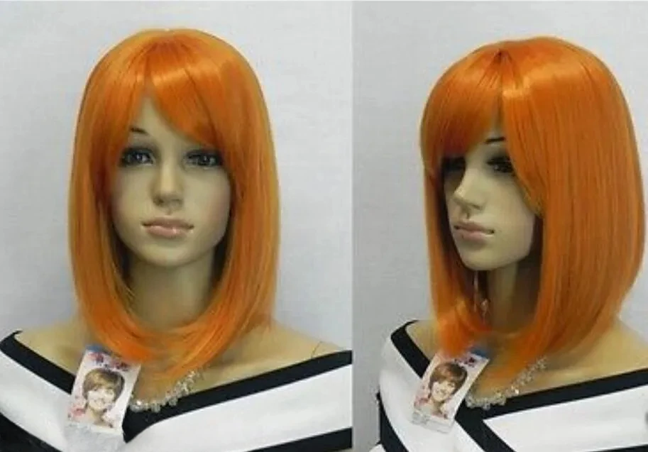 free shipping Hot Sell New Fashion Orange Medium Straight Women's Lady's Hair Wig Wigs