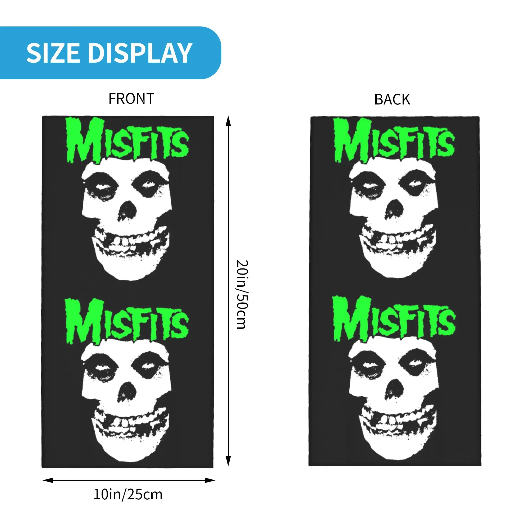 Punk Rock Band Misfits Bandana Neck Warmer Women Men Winter Hiking Ski Scarf Gaiter  Face Cover