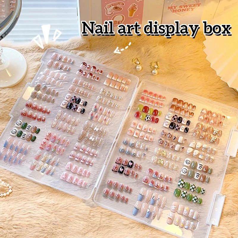 

Dustproof Nail Art Display Board Wearable Nail Patch Storage Box Large Capacity Transparent Plastic Organizer Manicure Tools