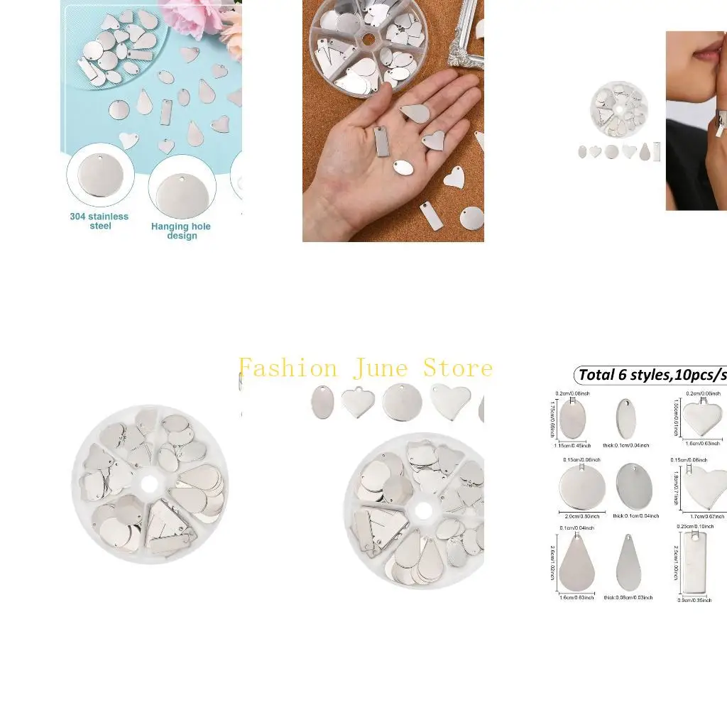 

N5KA Elegant Round Square Teardrop Heart Metal Pendants For Necklace Design Kits