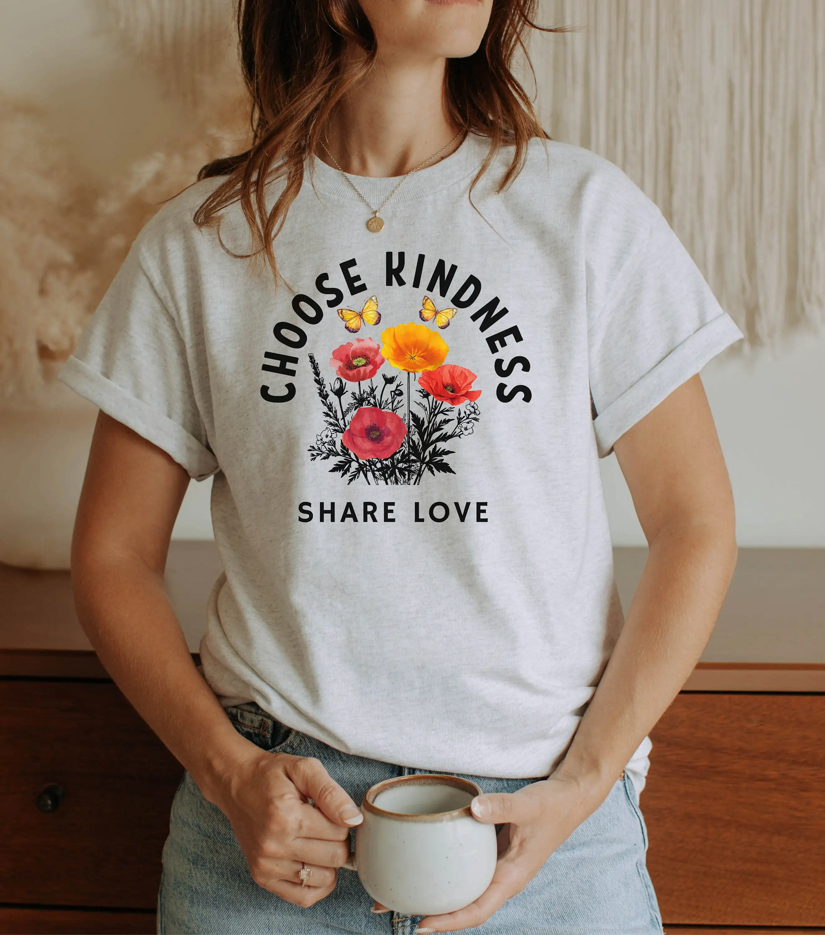 Choose Kindness Share Love Cotton T Shirt Spread Positivity And Inspirational Women