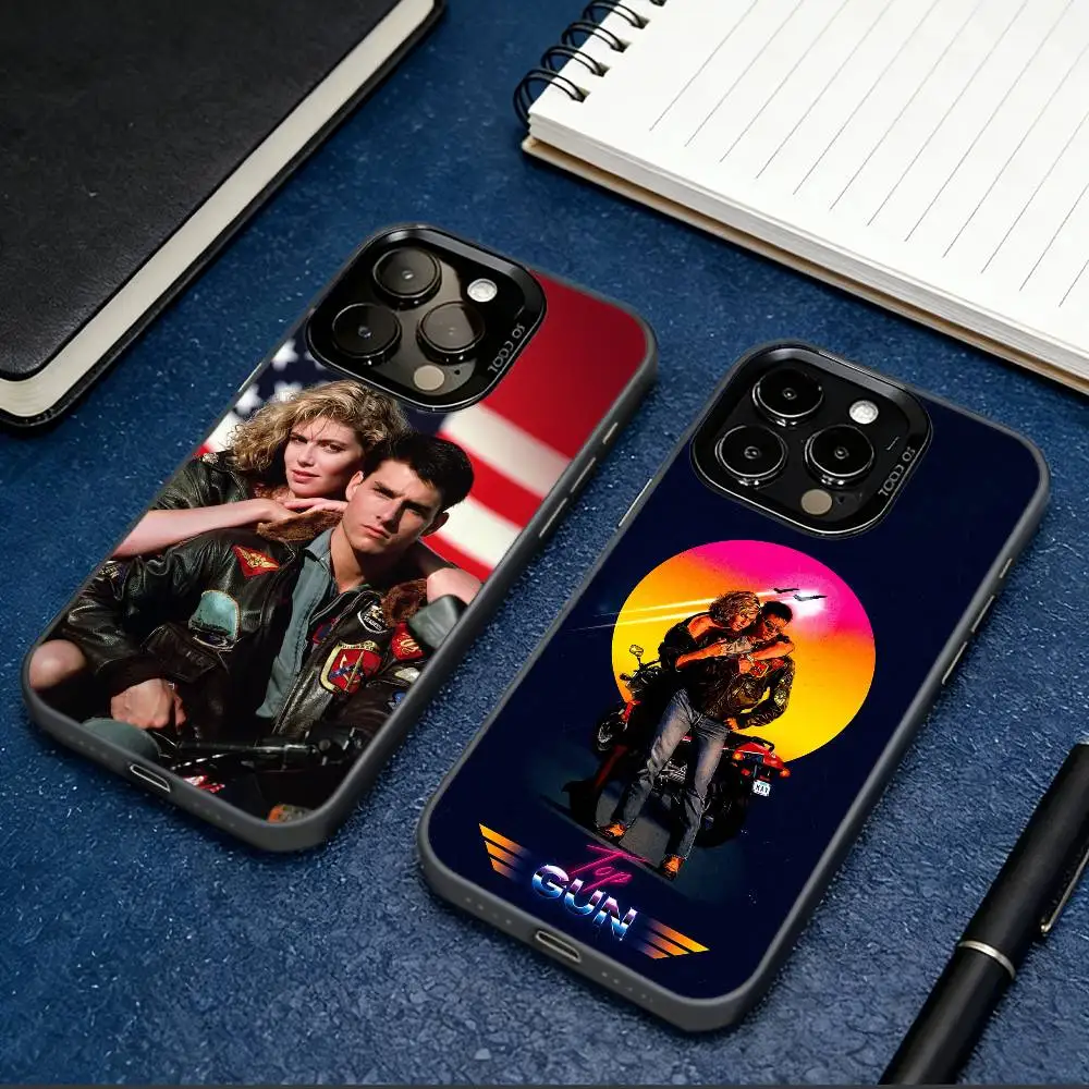 

T-Top Gun M-Maverick Movie Phone Case For iPhone 17,16,15,14,13,12,11 Plus,Pro Max,XS,Colored Silver Plated Inside Cover