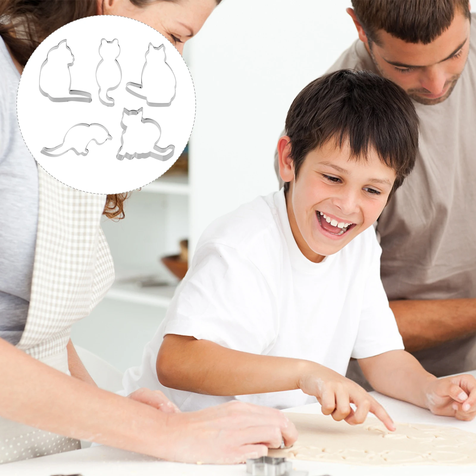 

5Pcs Creative Little Cat Shape Stainless Steel Biscuit Molds DIY Cookie Baking Tool Safe Reusable Biscuit Mold