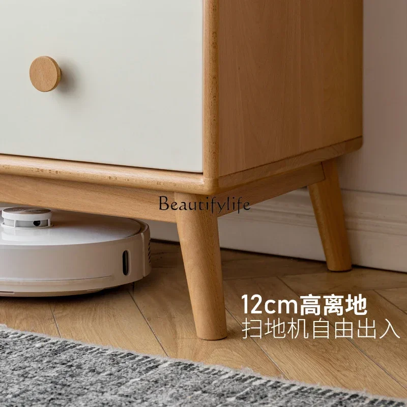 단단한 나무 서랍장, 심플하고 모던한 벽 사물함, 흰색.