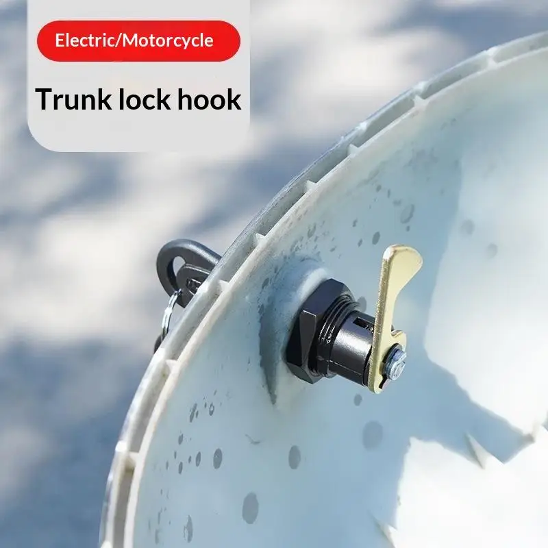 1Set (1 Lock+2 Keys+4 Metal Hook) Electric Car Scooter Tail Box Lock Trunk Lock Accessories Motorcycle Rear Locks - view 5