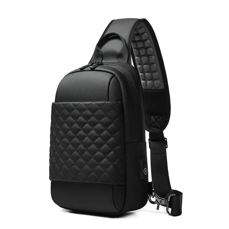 EURCOOL Messenger Bag for Men Black Crossbody Bags men for 7.9 iPad Waterproof Shoulder Bag USB Charging Chest Pack