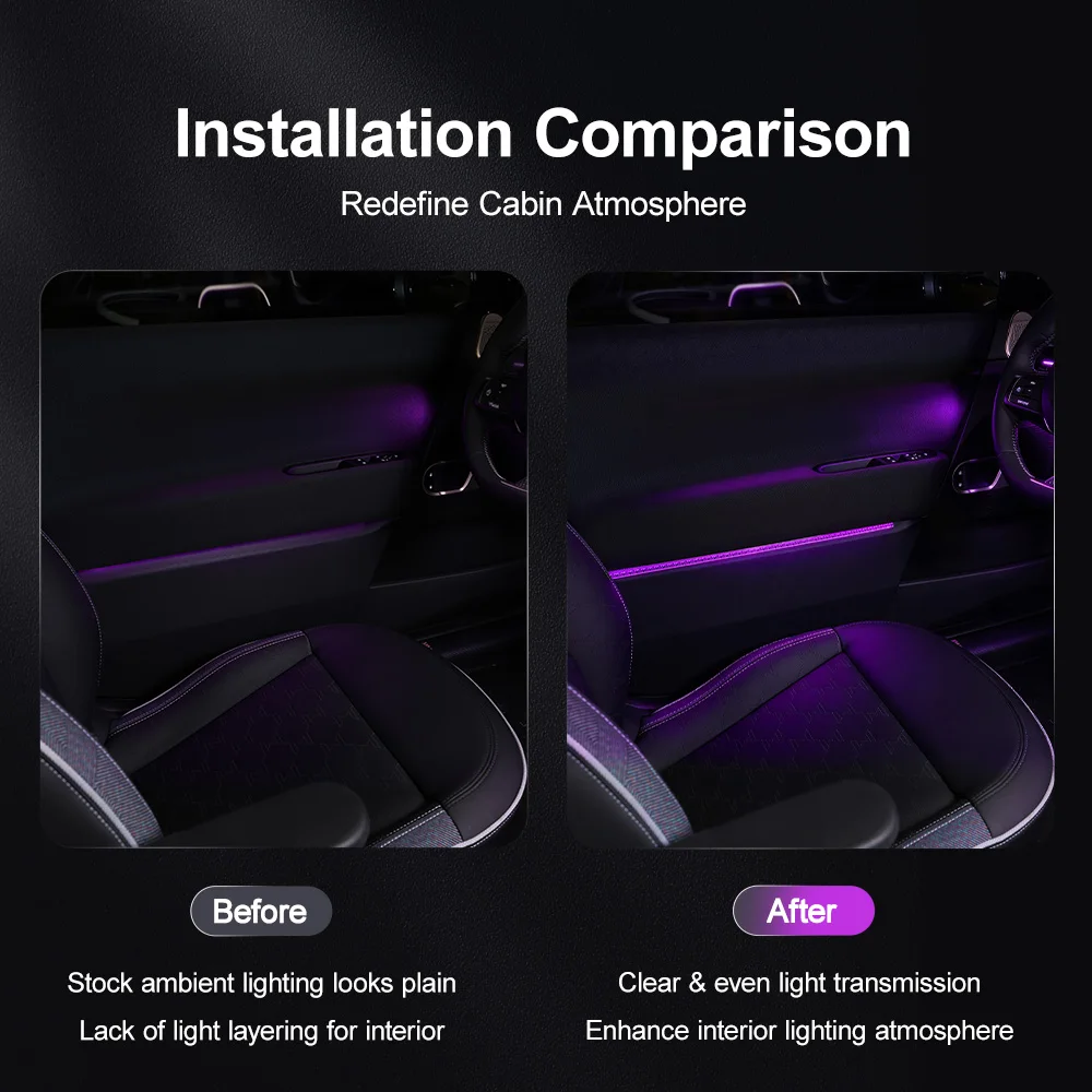 Car Ambient Lights Guide Strip for Mini Cooper E/SE J01 EV 3-Door 2024 Atmosphere Lamp Wiring Free Decorative Shell Accessories