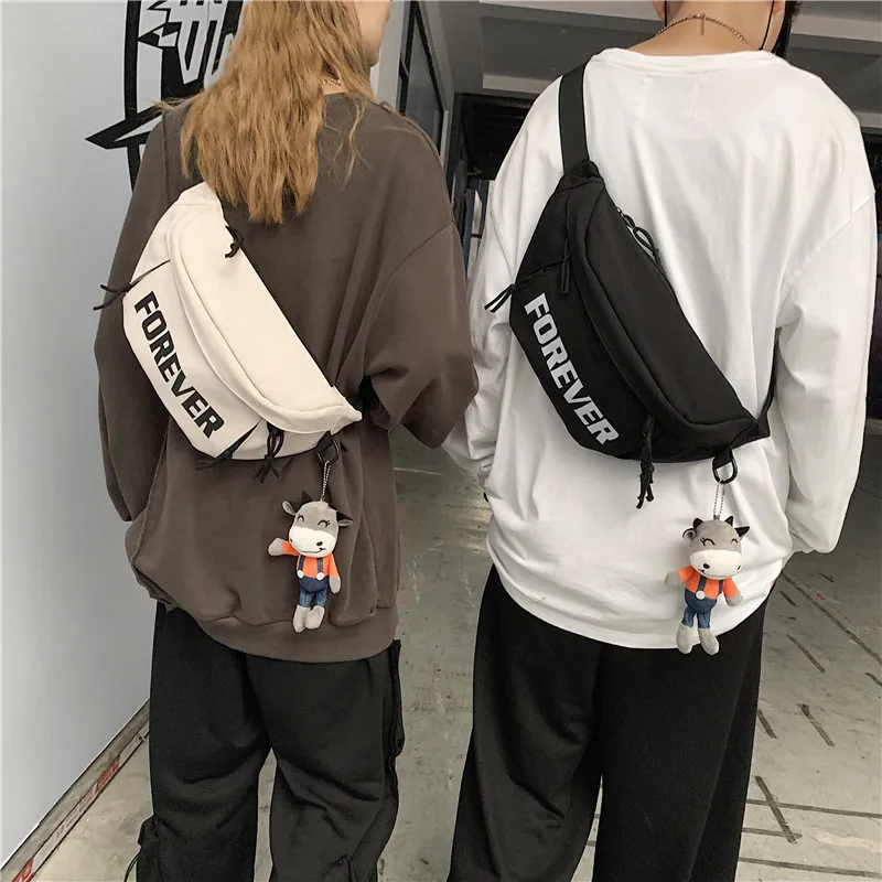 新しいクールレターメンズチェストバッグ大容量カジュアルレディースクロスボディバッグシンプルなオートバイバッグ学生ウエストバッグ