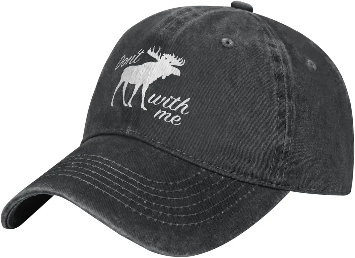 Don't Moose with Me Denim Trucker Hat Gorra de béisbol para hombres o mujeres Cowboy Negro
