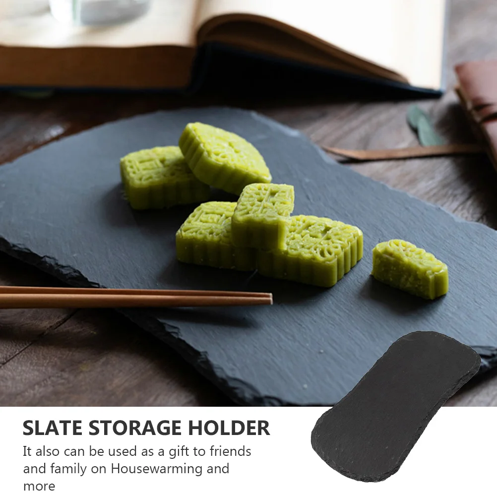 

1pc Natural Food Plate For Cheese Sushi Steak Charcuterie Serving Board Black Storage Tray Pizza Dessert Bbq Fruit Plate