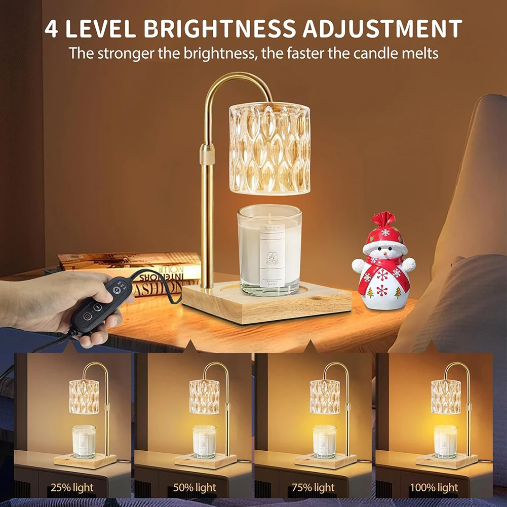 Lámpara calentadora de velas regulable, lámparas de Aroma de cabecera de dormitorio ajustables, luz de estado de ánimo, cristal, madera, luces de iluminación interior, hogar, Dec