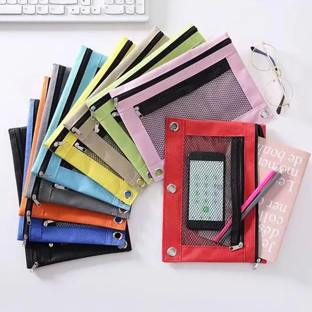 Estuche de tela resistente para lápices, bolsa de almacenamiento con cremallera para el hogar, escuela, oficina, papelería