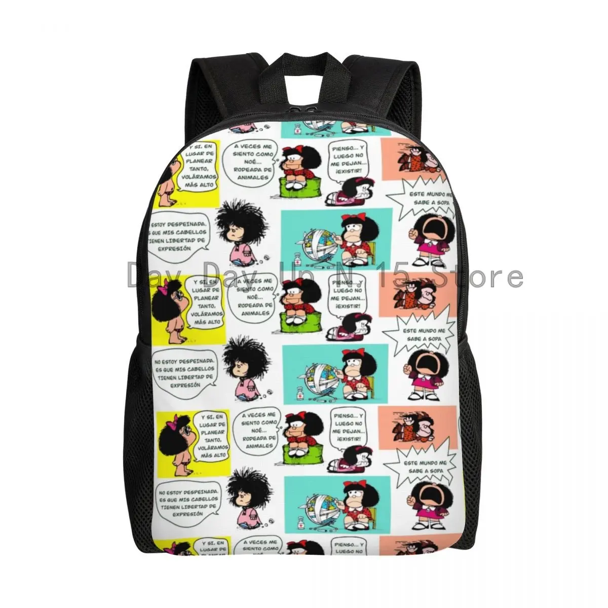 

Mafalda Manga Quino Backpack for Women Men Waterproof School College Cartoon Bag Print Bookbags