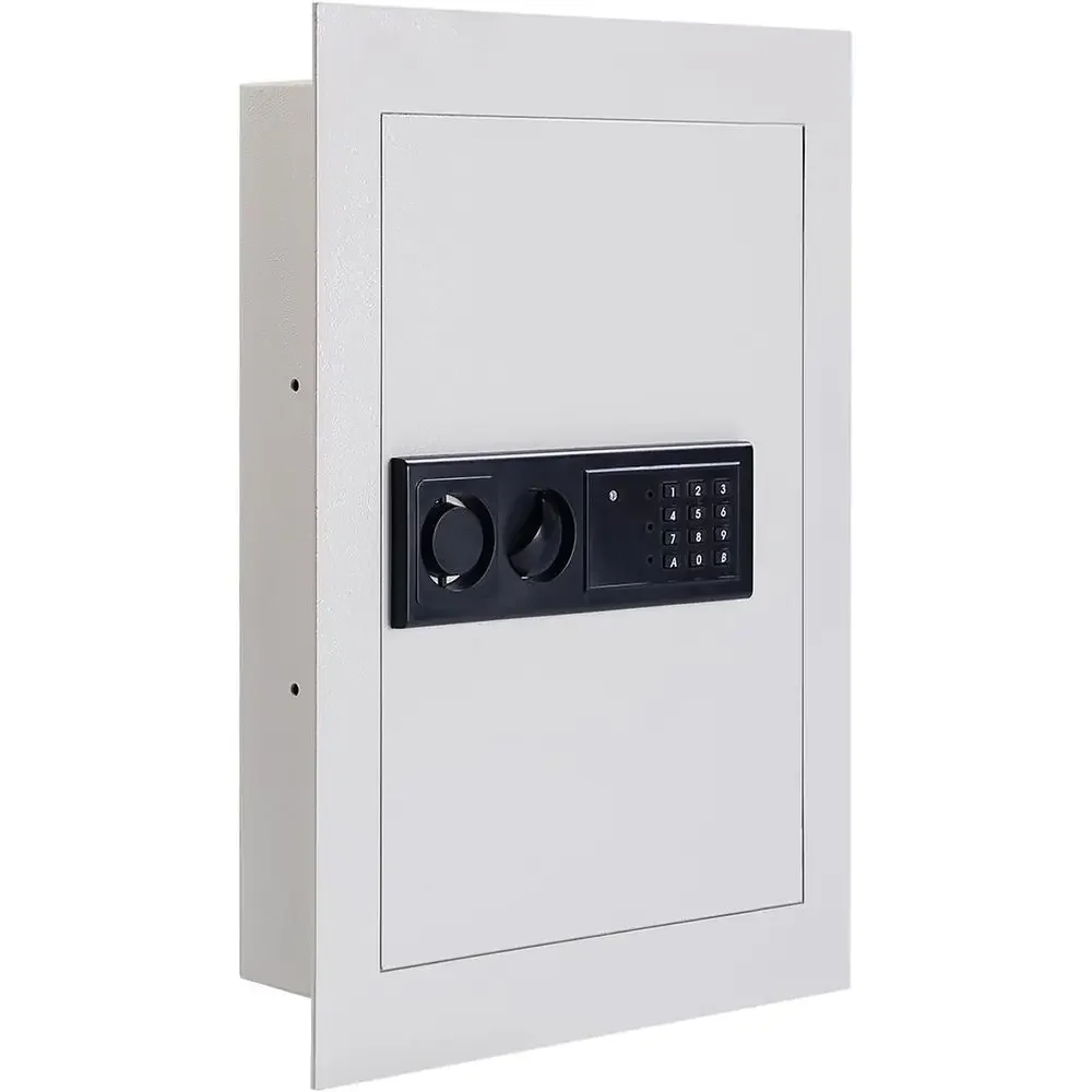 Caja Fuerte de Pared Digital de 22 Pulgadas con Teclado y Estantes Extraíbles para Armas de Fuego y Objetos de Valor (Blanca)