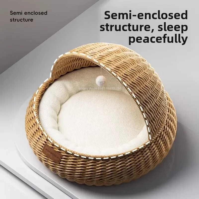 

Hot Rattan Weaving, Cat Nest, Universal, Willow Weaving, Semi-closed, Bamboo Weaving, Cat, Weaving Basket, Cat House