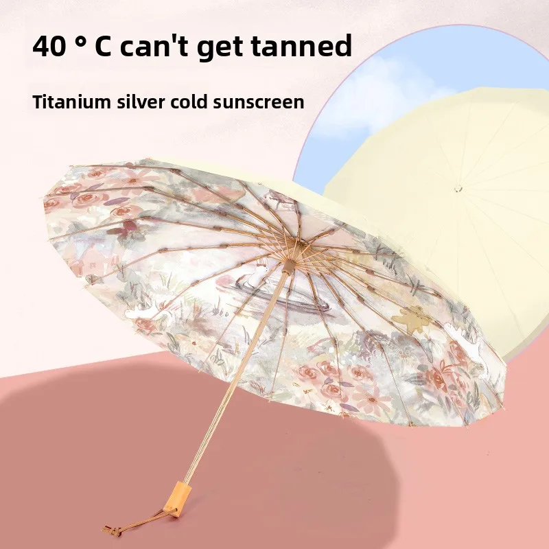 

Auatic портативный складной зонт с 6 ребрами, большой размер, защита от ультрафиолета, солнцезащитный непромокаемый пятикратный зонт кактус для женщин