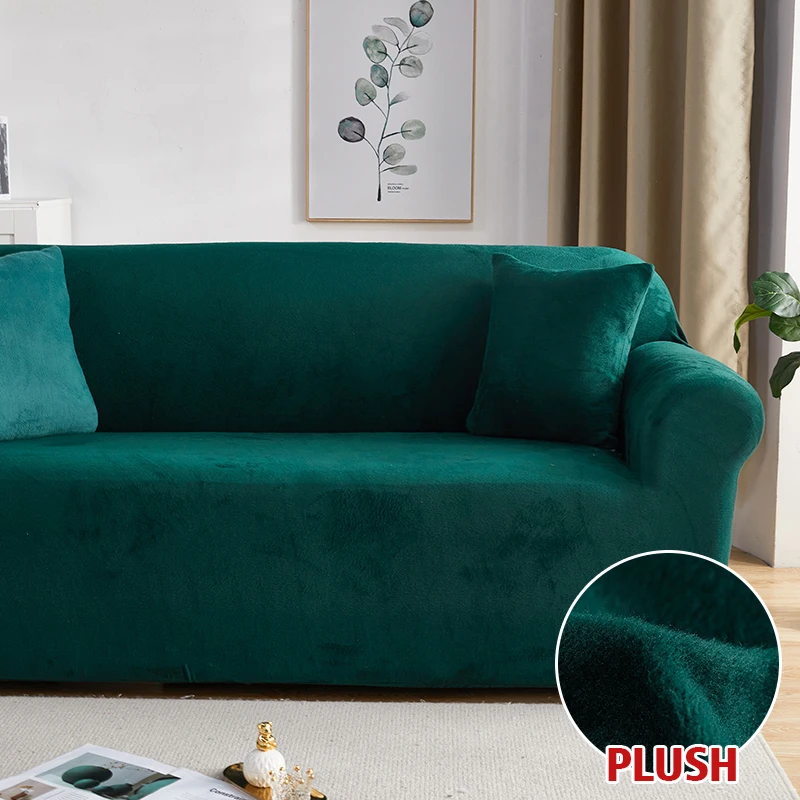 Plush Fabric Sofa Covers for Living Room 1/2/3/4 Seats Elastic Stretch Couch Cover L Shaped Sofa Slipcover Furniture Protector