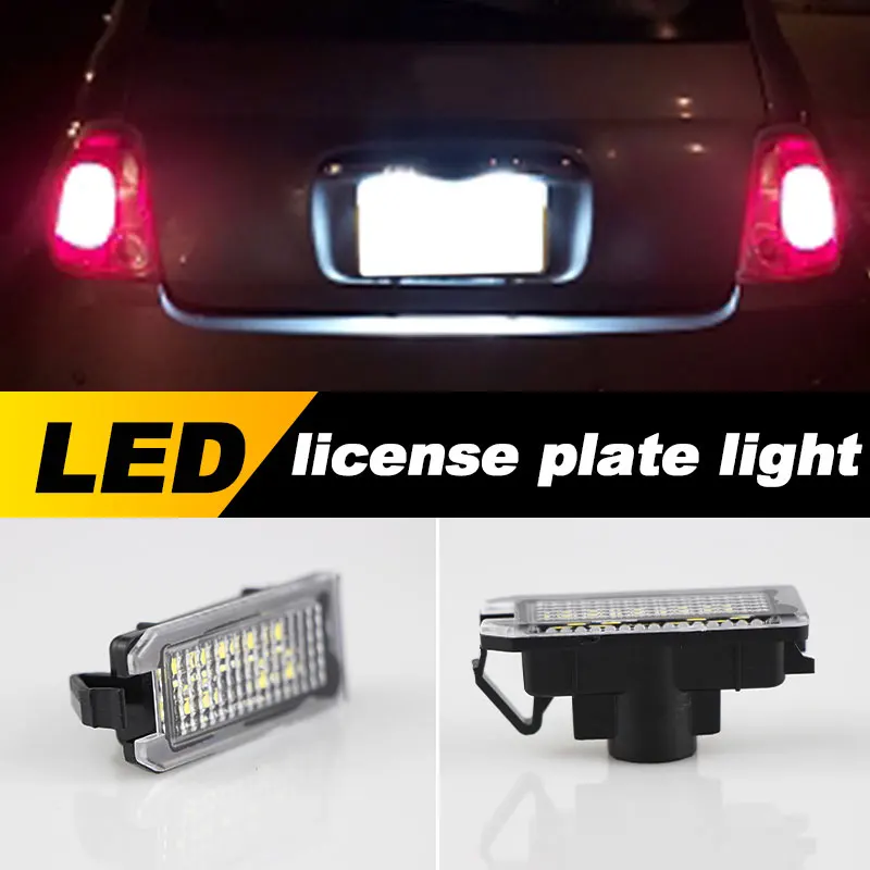 2PCS LED License Number Plate Lights For Fiat 500 500C Jeep Grand Cherokee Compass Patriot Maserati OEM#:68228930AA,68228931AA