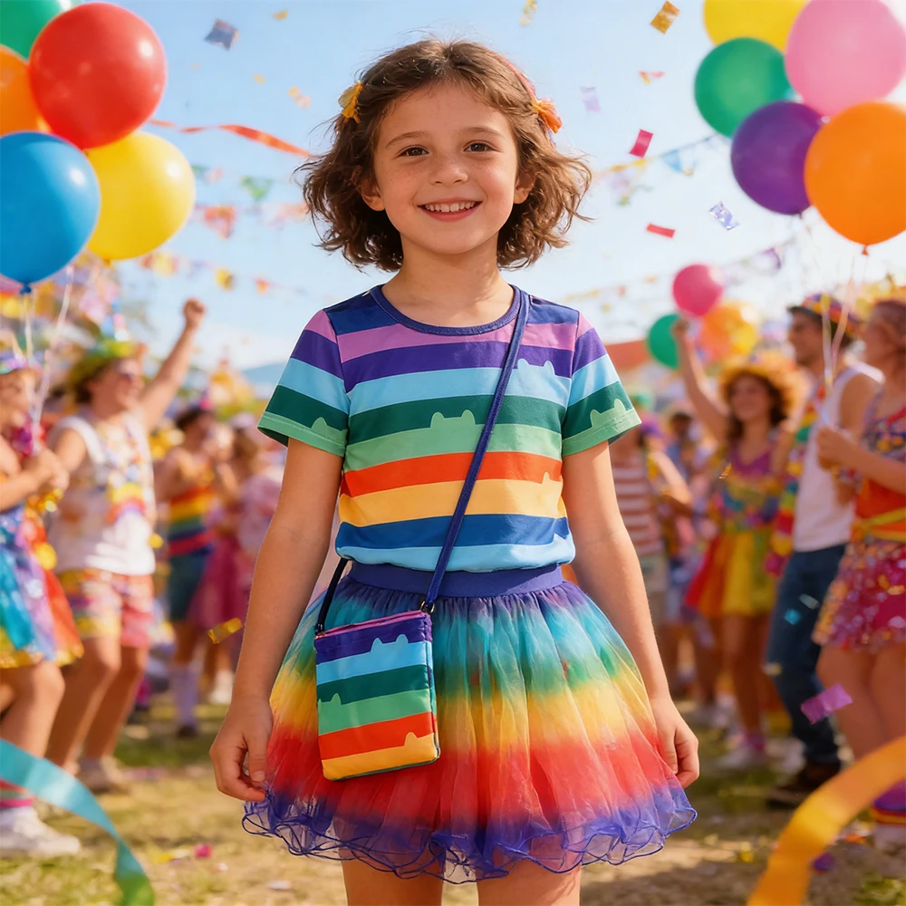 3 قطعة أزياء غابي دمية التأثيرية مجموعات قوس قزح للأطفال القطط شريط البدلة كرنفال ملابس الأميرة الاطفال فتاة الملابس