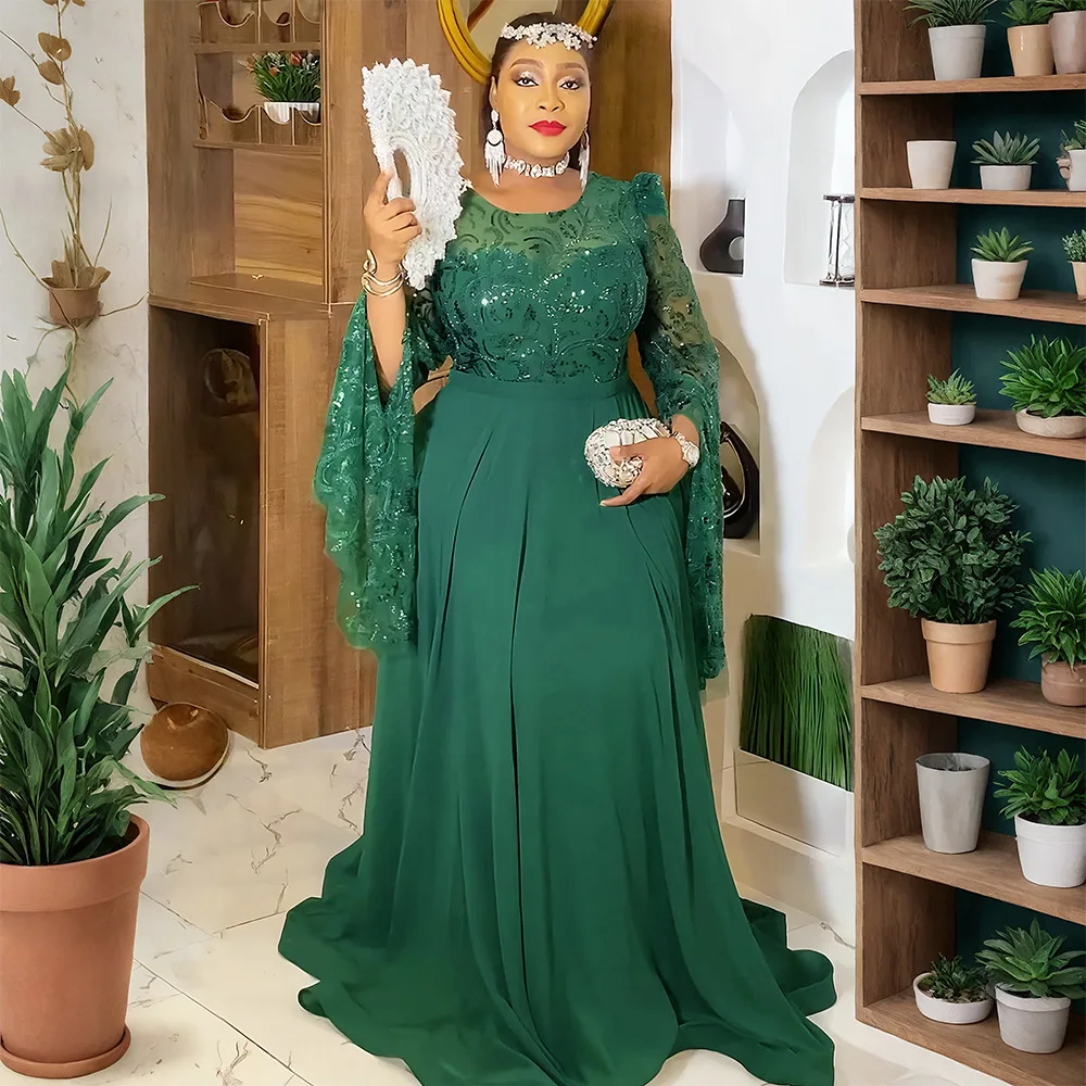 

Вечерние платья больших размеров 2024, роскошное однотонное платье в африканском стиле, элегантное длинное платье для свадебной вечеринки, женская одежда в Анкаре