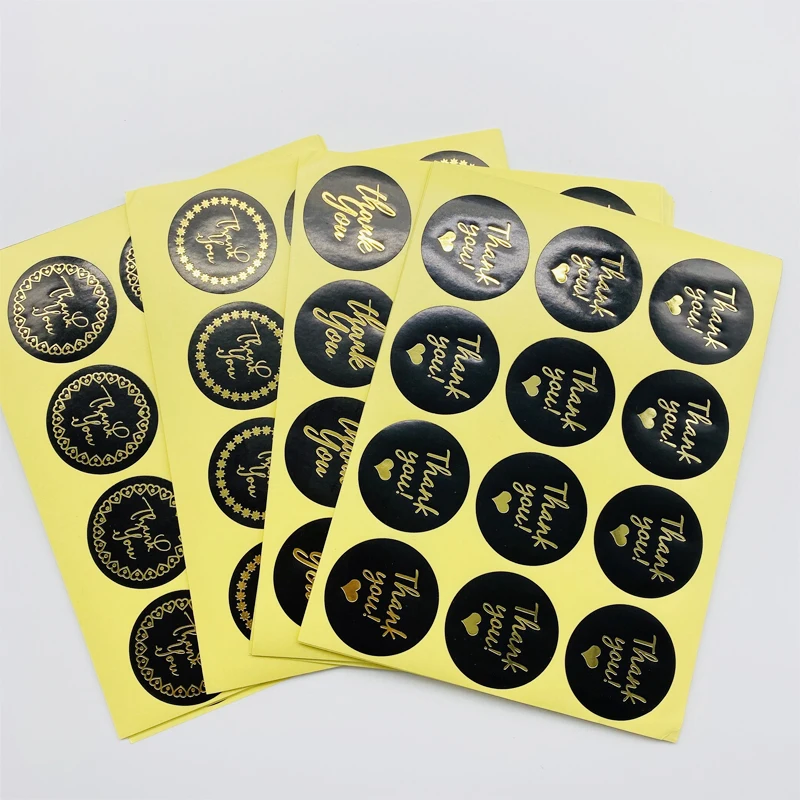 120pcs Round sticker Brozing thank you with heart sealing sticker Self-adhesive Packaging Lable 4 designs