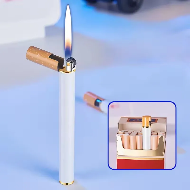 

Mini Cigarette Style Grinding Wheel Flint Torch Lighter Portable Butane Gas Lighter Soft Flame Lighter Smoking Tool for Men Gift