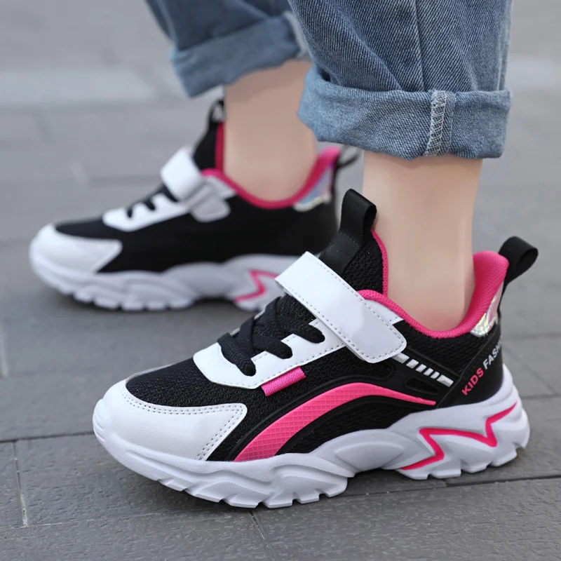 Trendige, leichte Kinder- und Mädchen-Schulschuhe, rutschfest, atmungsaktiv, für den Außenbereich, lässig, Walking-Sneaker, Größe 28–39 – Detail 11