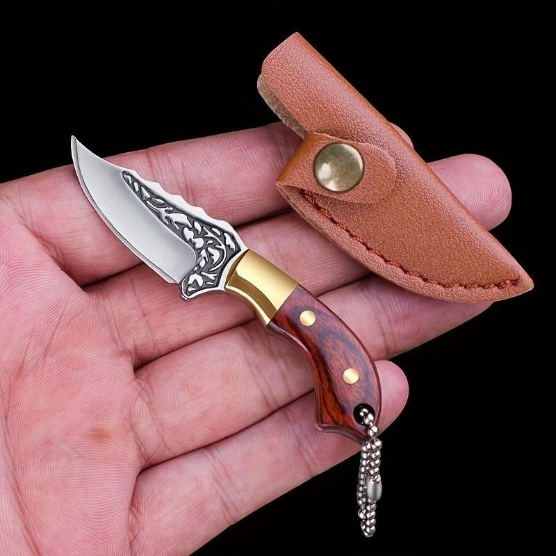 Mini Kitchen Knives Cleaver Pocket Knife Key Chain Unboxing Knife Fruit Cutting Paring Tools with Gift Sheath