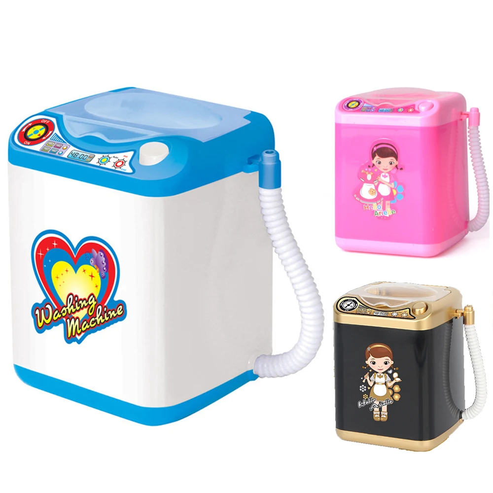 Mini Electric Washing Machine Dollhouse Furniture Pretend Play Toys Very Efficient Useful For Wash Makeup Brushes Cleaner Tool