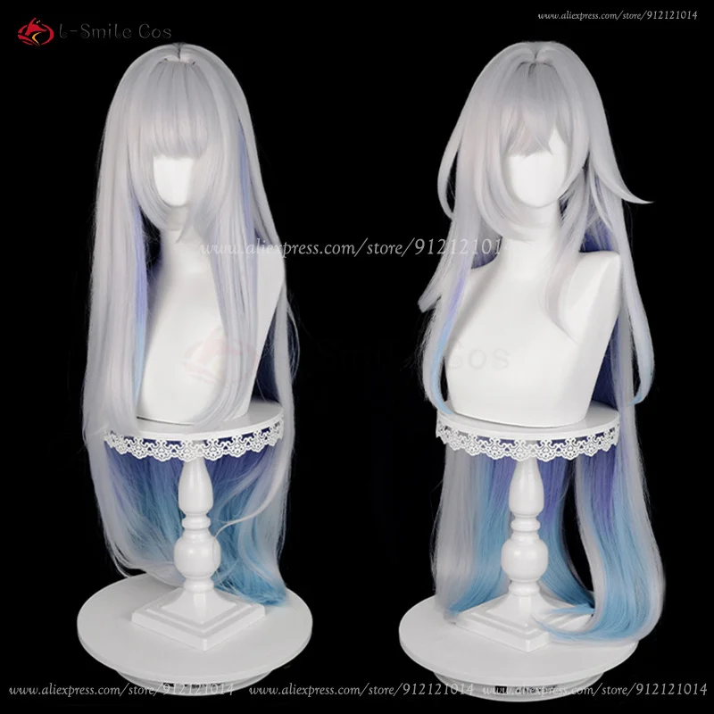 Game  Cosplay Wig Skirk Cosplay Wig 105cm Long Women Anime Wig Childe Tartaglia Master Skirk Cosplay Wig + Wig Cap