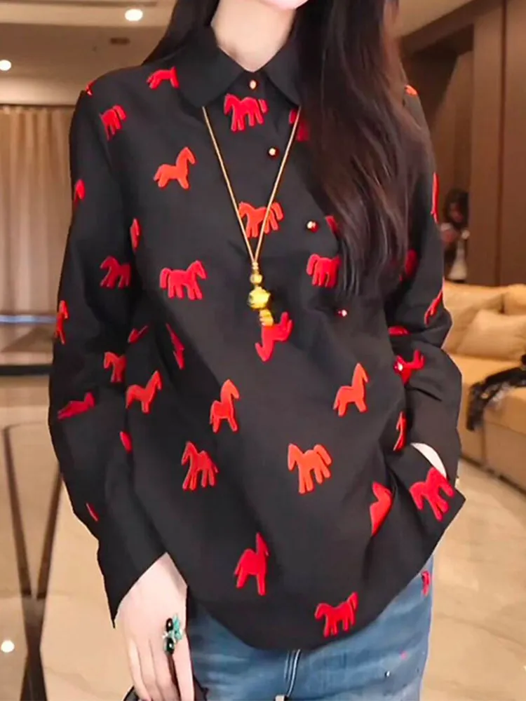 

Laid-ba Sle Women's irt Loose Casual Faionable Winter New Arrival Slimming Comfortable Versatile Anti-aging Top