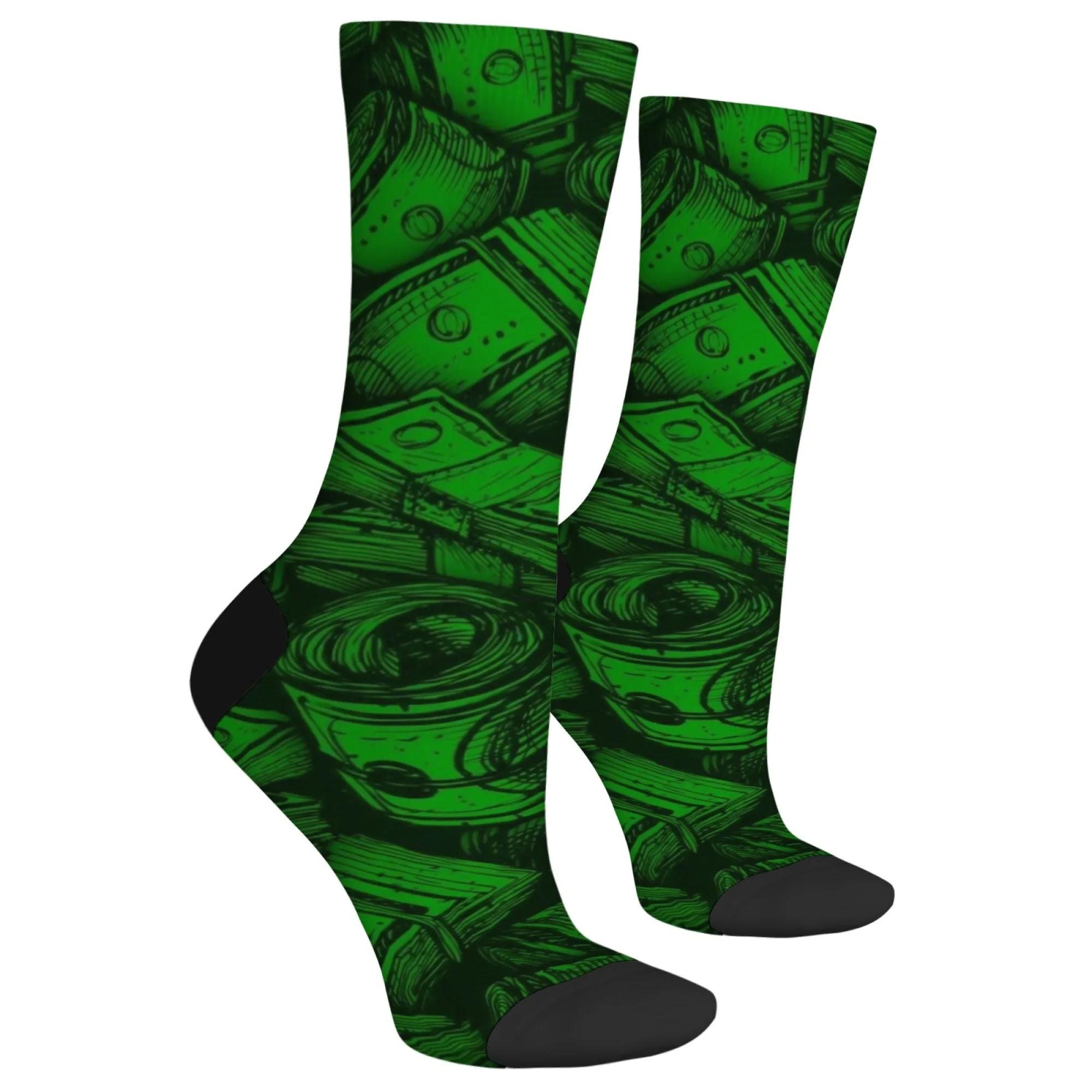 Уличная одежда в стиле хип-хоп, новинка, носки с принтом денег, удобные нескользящие дышащие носки для вечеринок, спорта на открытом воздухе, повседневная повседневная одежда