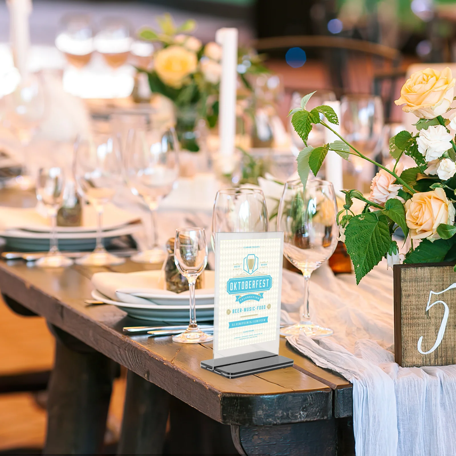 3 قطعة حامل عرض على شكل حرف T من الأكريليك 150X100 مللي متر حامل علامة القائمة الواضحة رف الطاولة على الوجهين لعرض علامات أسعار المطعم