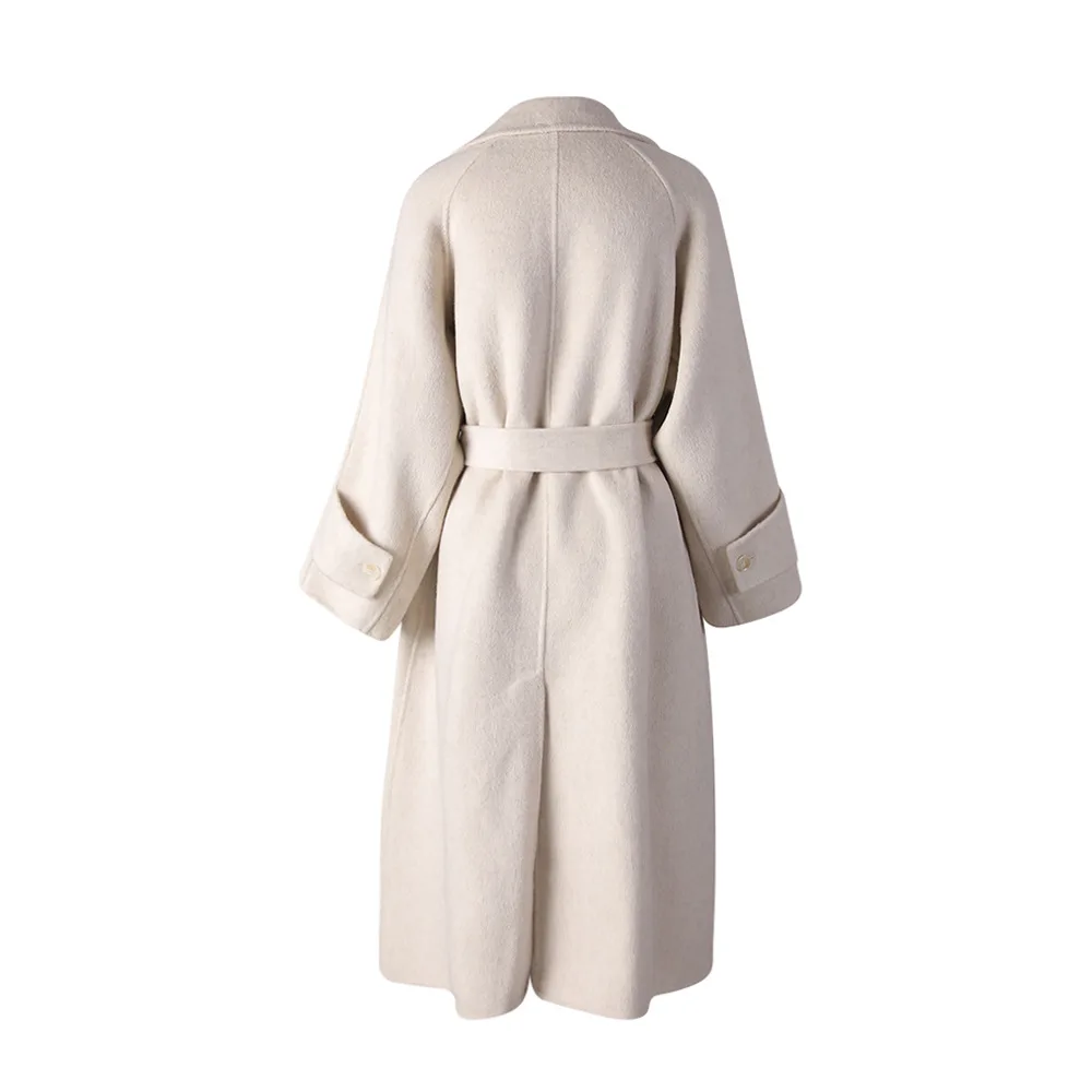 TWOTWINSTYLE Beige épissé ceintures veste décontractée femme revers à manches longues lâche Streetwear femmes vestes automne Style mode