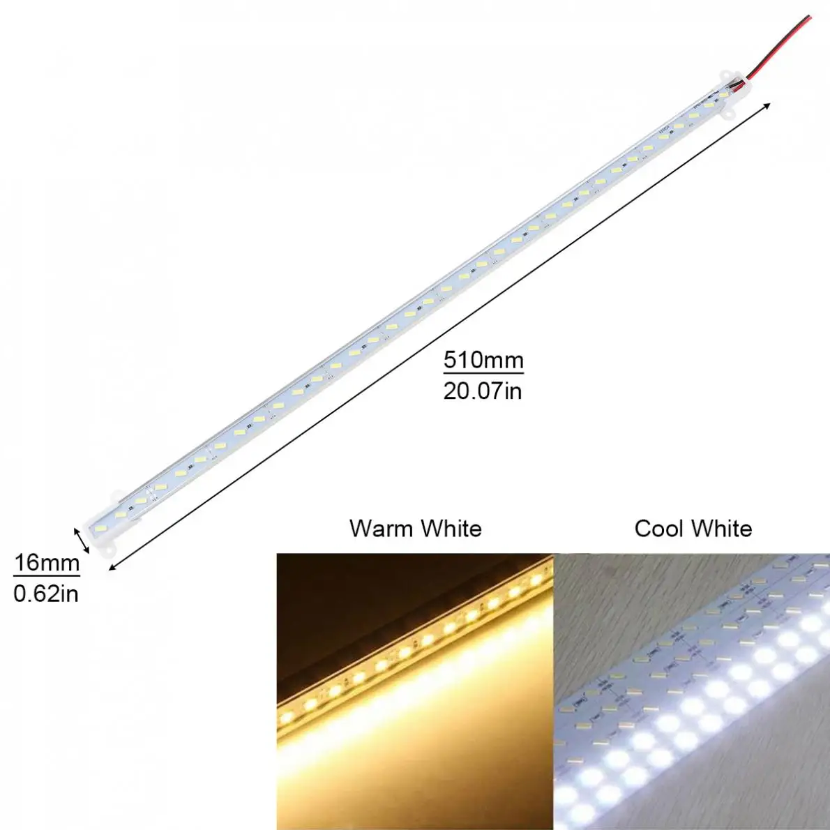 LED 50cm Rígida Strip Light 12V 36 SMD 7020 U Forma Branco Liga de Alumínio Shell Gabinete Lâmpada Bar