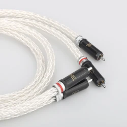 Câble audio plaqué argent haut de gamme avec prise WBT RCA, câble OCC 16 brins, HIFI 2RCA à 2RCA, 8AG