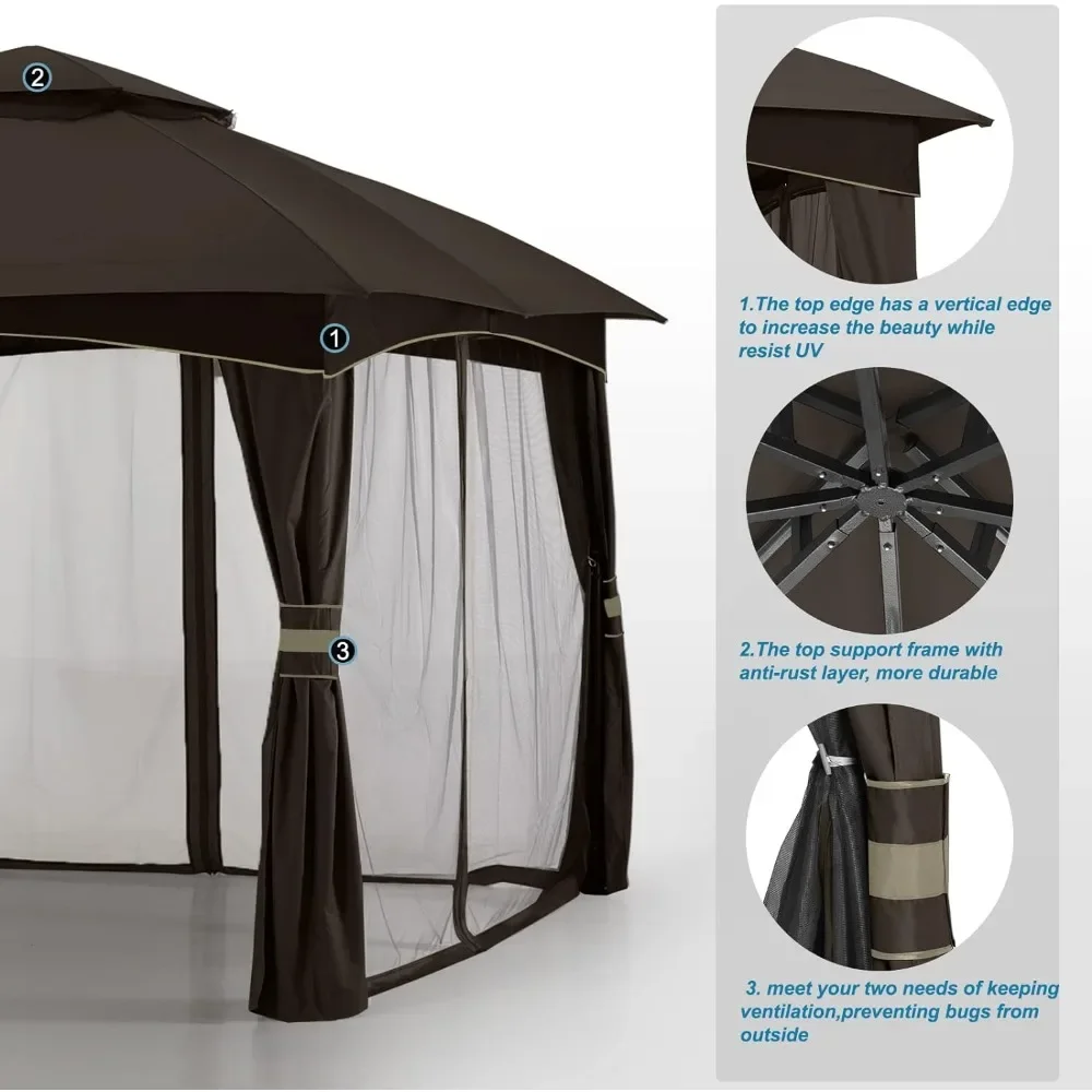 Imagem -06 - Toldo ao ar Livre para Pátio Gazebo Atualizar Steel Frame e Netting Walls Folding Canopy Tent Casa 10x12